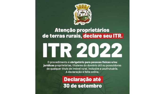 Nova Laranjeiras - Prazo para declaração do ITR termina dia 30 de setembro